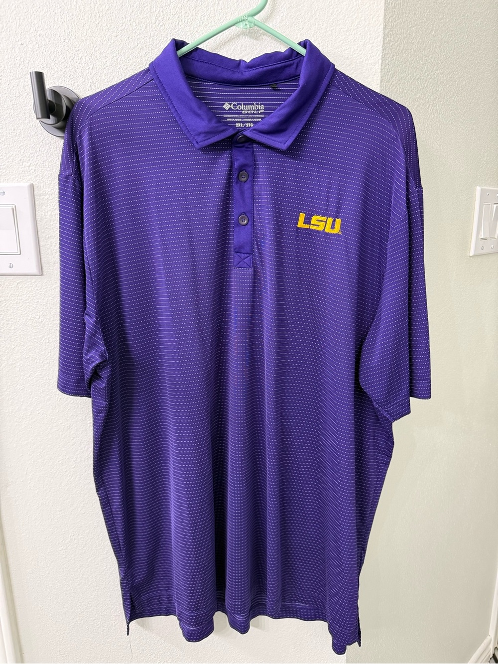Columbia Omni-Wick Sunday Purple LSU Embroidered Short-Sleeve Polo XXL